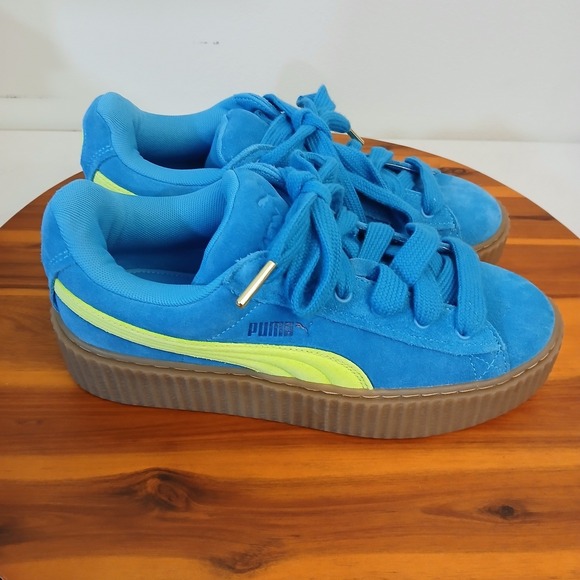 Puma Fenty Shoes Womens 6 Blue Suede Rhianna Creeper Phatty Speed 399332-02 - Picture 3 of 9